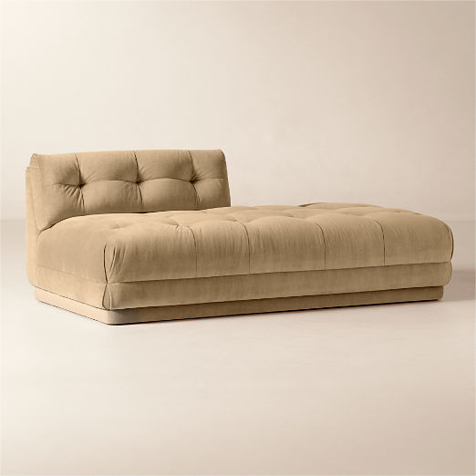 Belmond Tufted Light Brown Velvet Right Arm Bumper