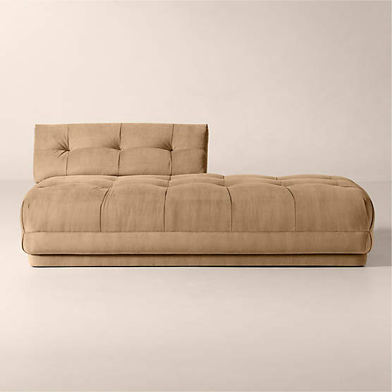 Belmond Tufted Light Brown Velvet Right-Arm Bumper
