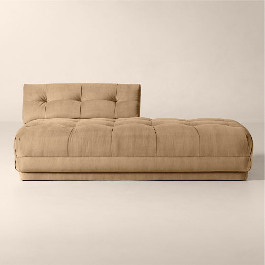 Belmond Tufted Light Brown Velvet Right-Arm Bumper
