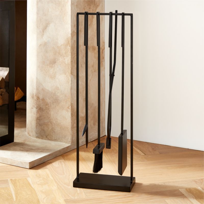 View Bend 4-Piece Black Fireplace Tool Set details