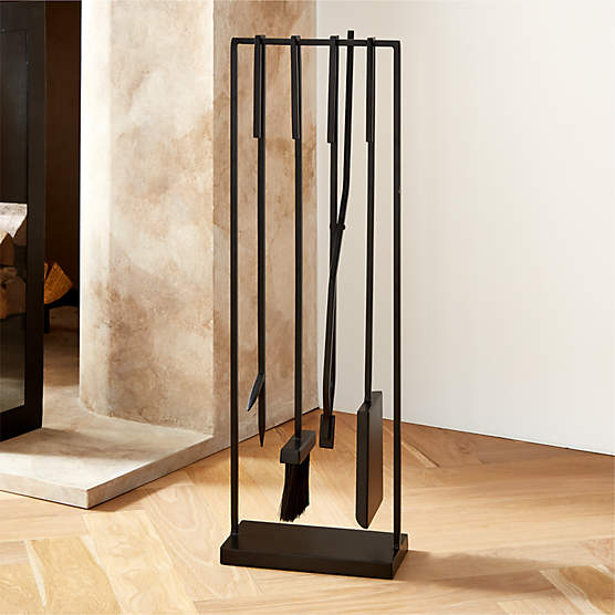 4Piece Bend Raw Steel Standing Fireplace Tool Set + Reviews CB2 Canada