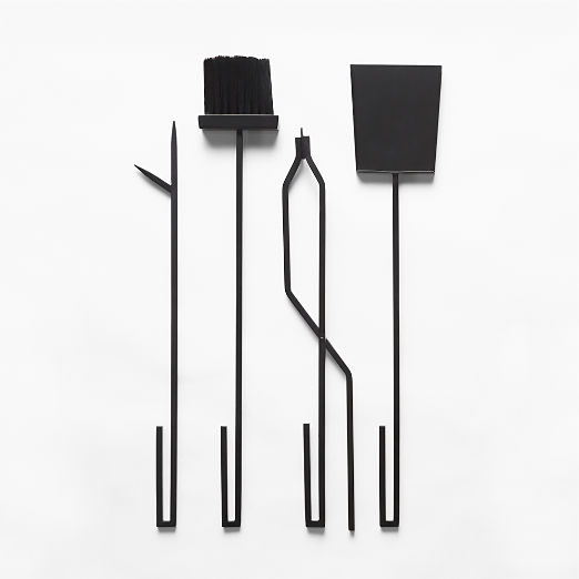 Bend 4-Piece Black Fireplace Tool Set