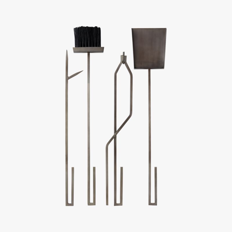 4-Piece Bend Raw Steel Standing Fireplace Tool Set + Reviews