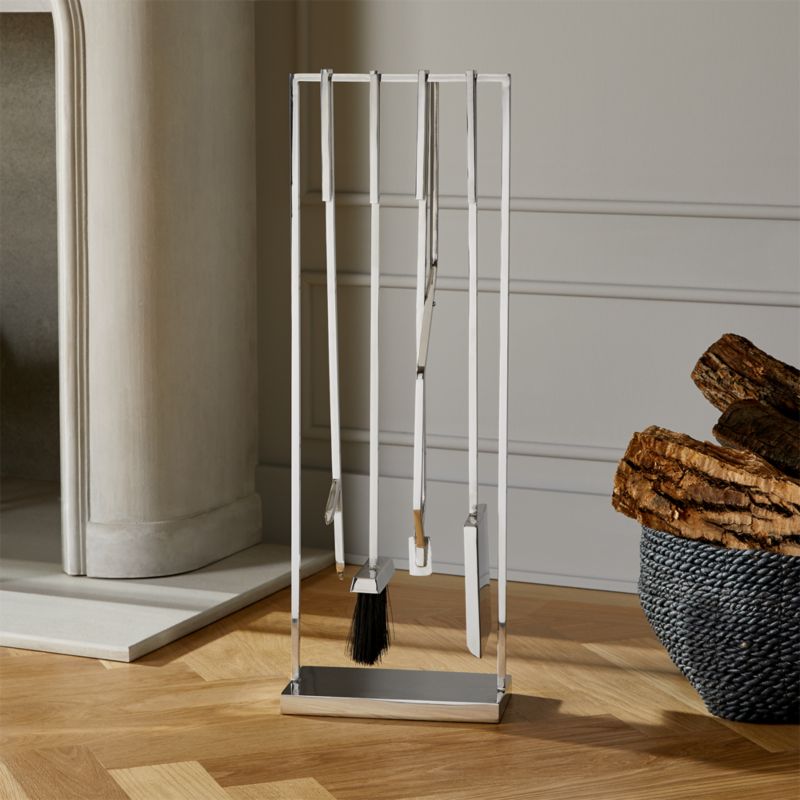 4-Piece Bend Stainless Steel Standing Fireplace Tool Set + Reviews
