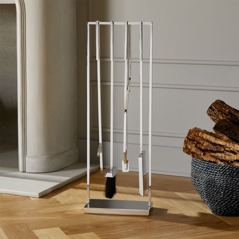 4-Piece Bend Raw Steel Standing Fireplace Tool Set + Reviews