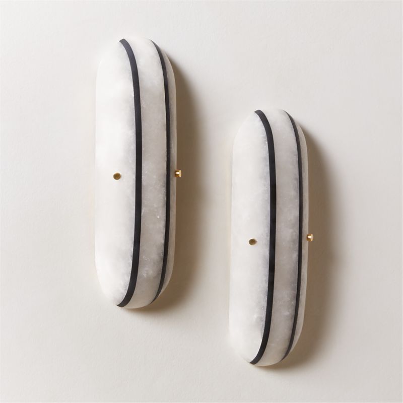 Benedicte White and Black Stripe Marble Wall Sconce by goop - image 5 of 8