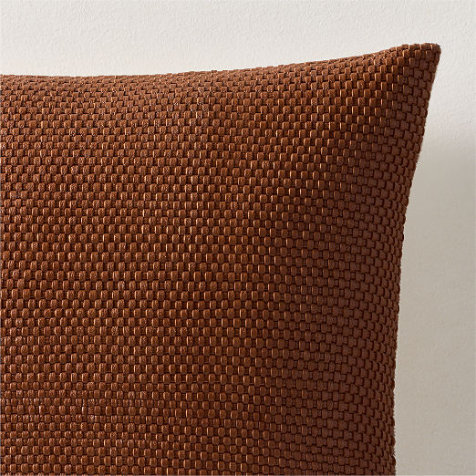 Benny Handwoven Brown Leather Throw Pillow 20"x20"