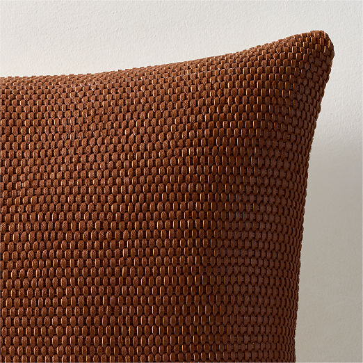 Benny Handwoven Brown Leather Throw Pillow 23"x23"