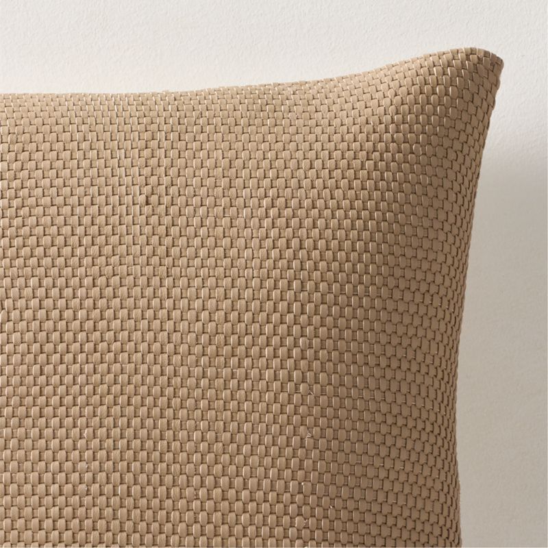 Benny Handwoven Natural Leather Throw Pillow With Down-Alternative Insert 20"x20" - image 1 of 5