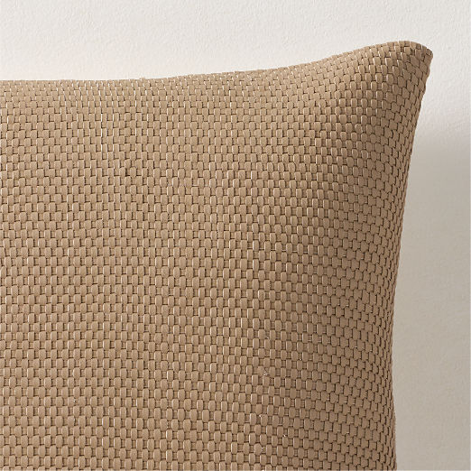 Benny Handwoven Natural Leather Throw Pillow With Down-Alternative Insert 20"x20"