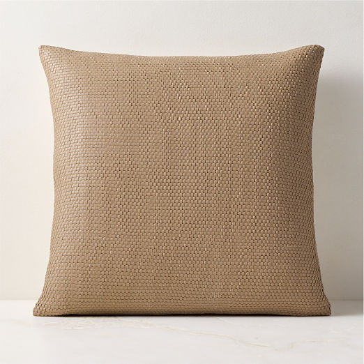 Benny Handwoven Natural Leather Throw Pillow 20"x20"