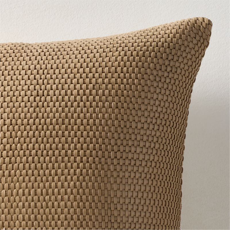 Benny Handwoven Natural Leather Throw Pillow With Down-Alternative Insert 23"x23" - image 1 of 5