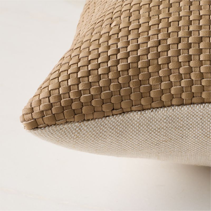 Benny Handwoven Natural Leather Throw Pillow With Down-Alternative Insert 20"x20" - image 3 of 5