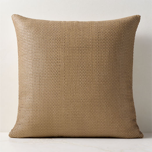 Benny Handwoven Natural Leather Throw Pillow 23"x23"
