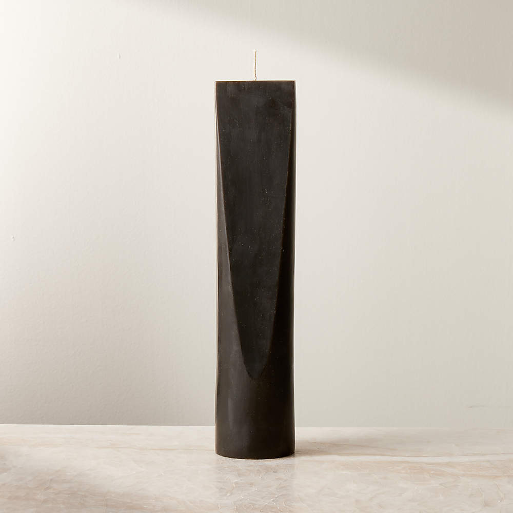Ribbed Black Pillar Candles | Crate & Barrel Canada
