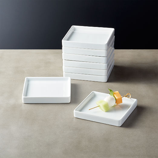 Bento Square White Appetizer Plates Set of 8