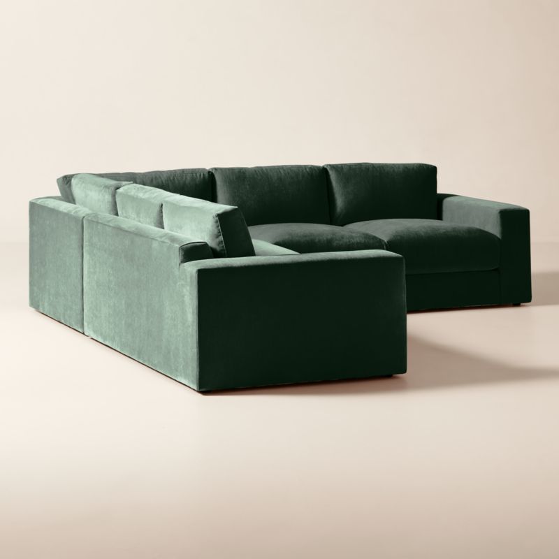 Berkeley 3-Piece L-Shaped Jade Performance Velvet Sectional - image 2 of 10