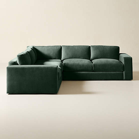 Berkeley 3-Piece L-Shaped Jade Performance Velvet Sectional