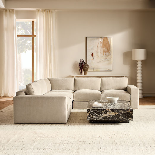 Berkeley 3-Piece L-Shaped Taupe Performance Velvet Sectional