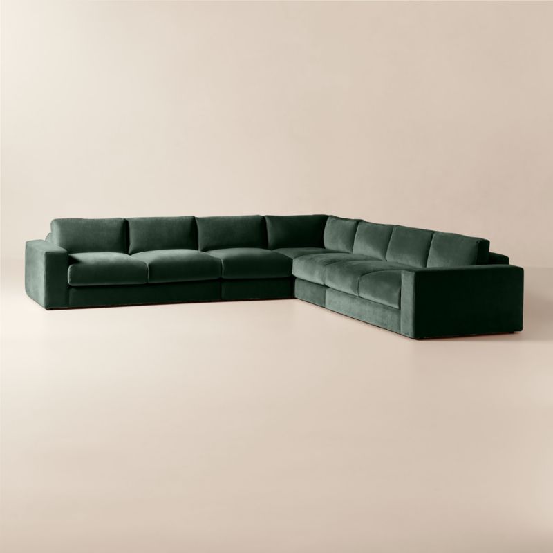Berkeley 5-Piece L-Shaped Jade Performance Velvet Sectional - image 2 of 10