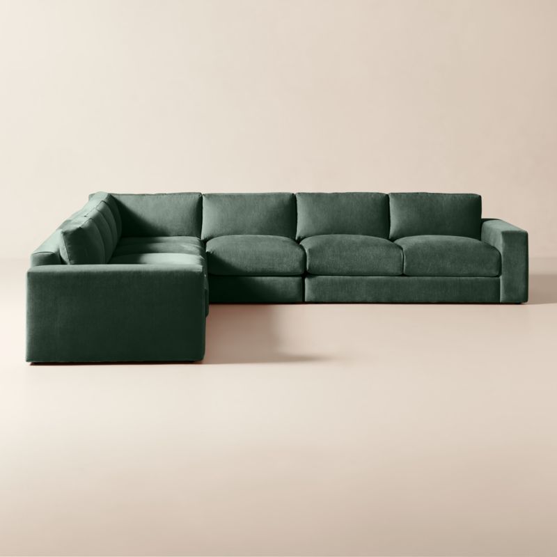 Berkeley 5-Piece L-Shaped Jade Performance Velvet Sectional - image 4 of 10