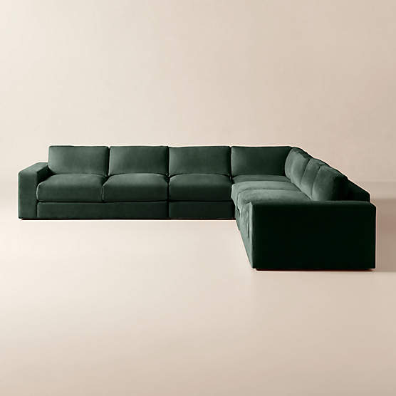 Berkeley 5-Piece L-Shaped Jade Performance Velvet Sectional