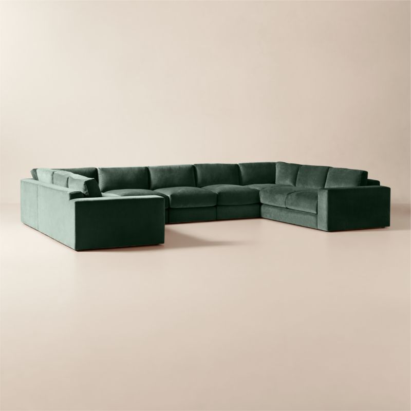 Berkeley 7-Piece U-Shaped Jade Performance Velvet Sectional - image 2 of 10