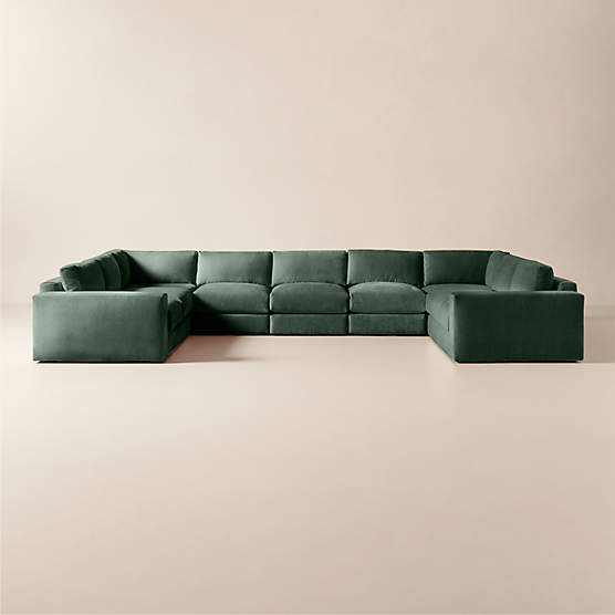 Berkeley 7-Piece U-Shaped Jade Performance Velvet Sectional
