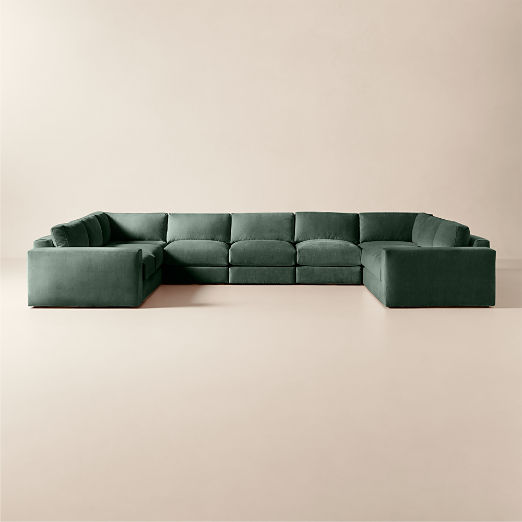 Berkeley 7-Piece U-Shaped Jade Performance Velvet Sectional