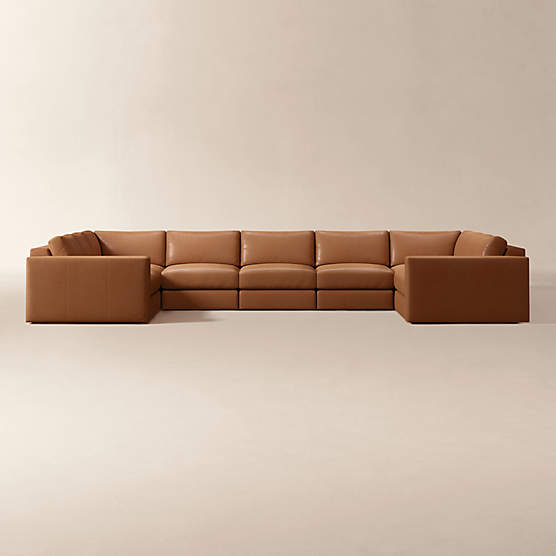 Berkeley 7-Piece Modular U-Shaped Leather Sectional Sofa