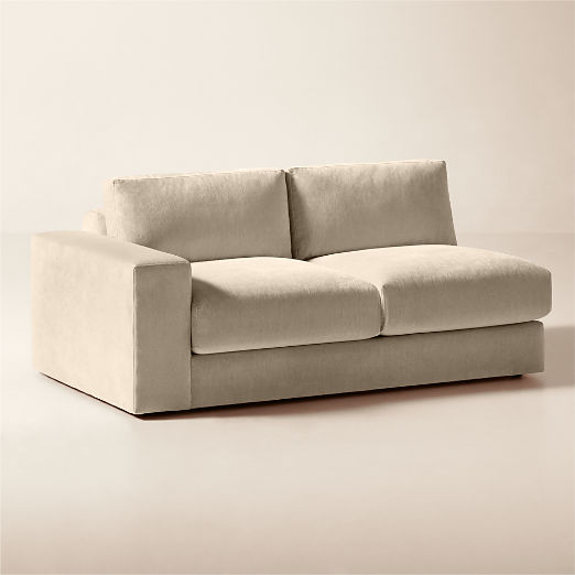 Berkeley Taupe Performance Velvet Left-Arm Sofa