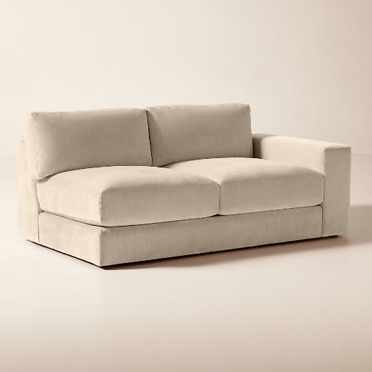 Berkeley Taupe Performance Velvet Right-Arm Sofa
