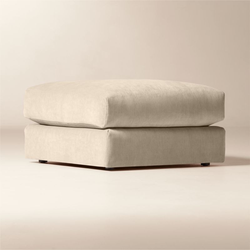 Berkeley Taupe Performance Velvet Ottoman - image 2 of 7