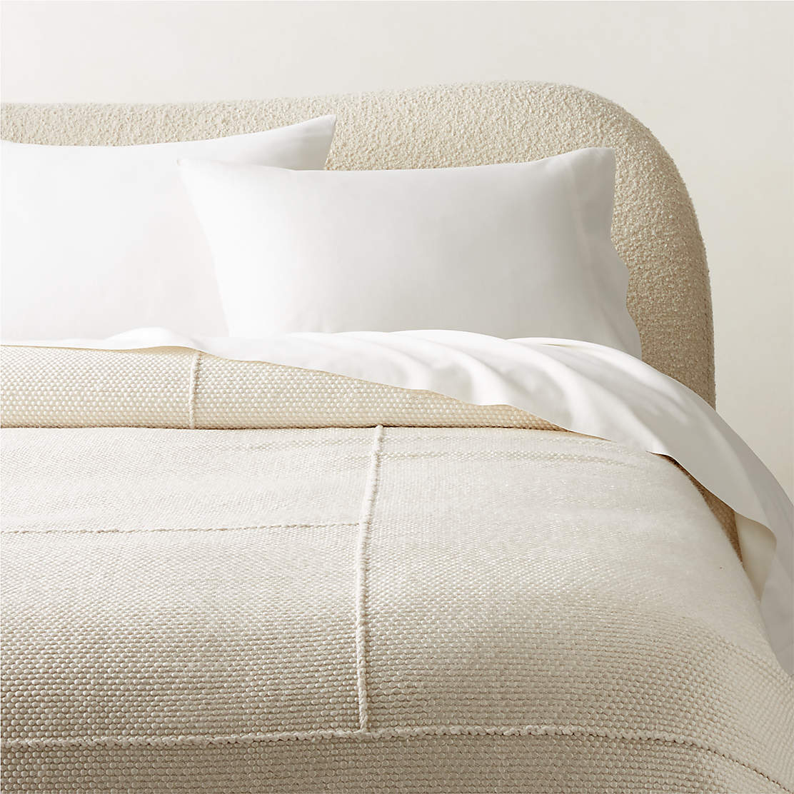 Berrini handwoven warm white full queen bed blanket reviews cb2
