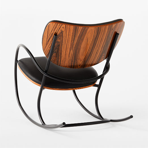 Bese Black Leather Rocking Chair