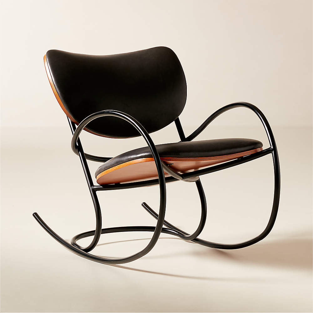 Bese Black Leather Rocking Chair CB2