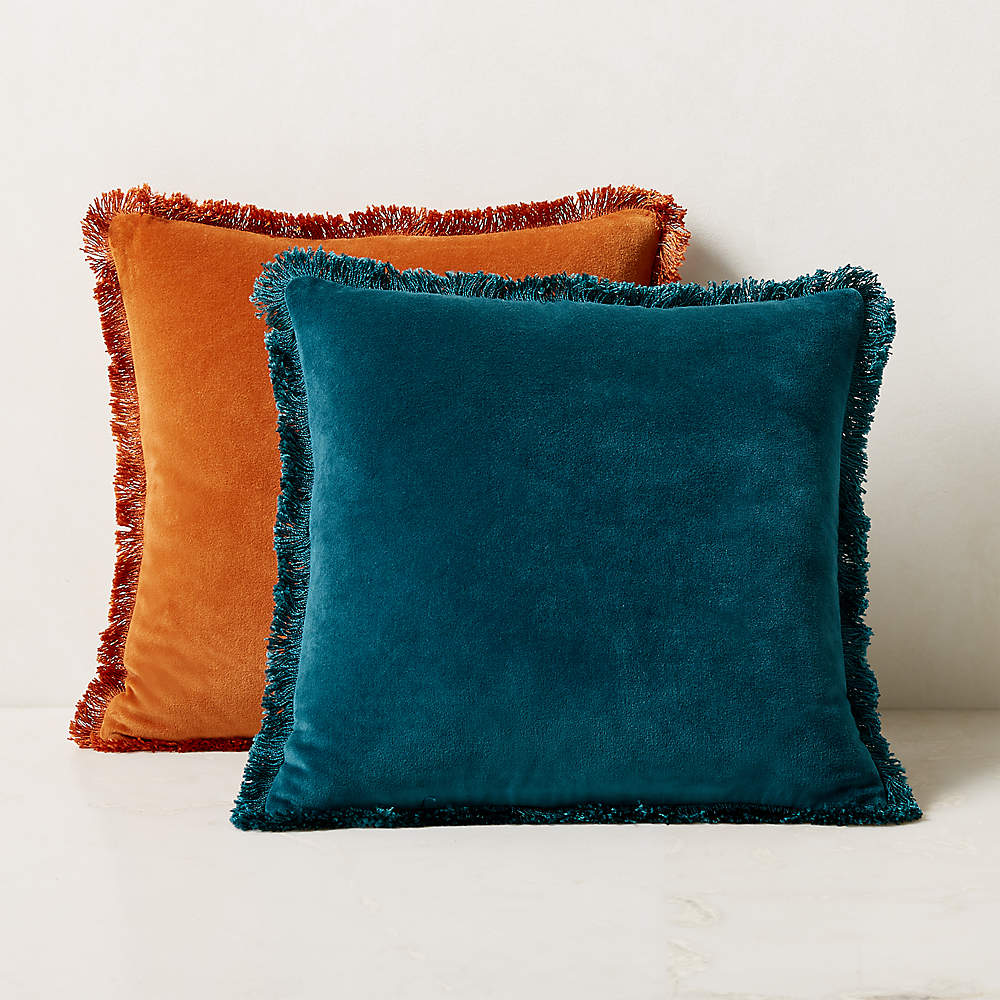 Long Lumbar Pillow // Rust Velvet Pillow Cover // Copper Velvet