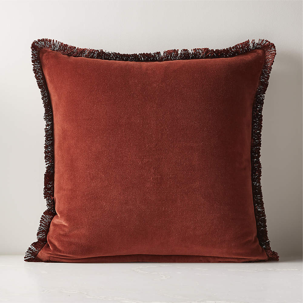 Bettie Rust Red Modern Throw Pillow with Down Alternative Insert