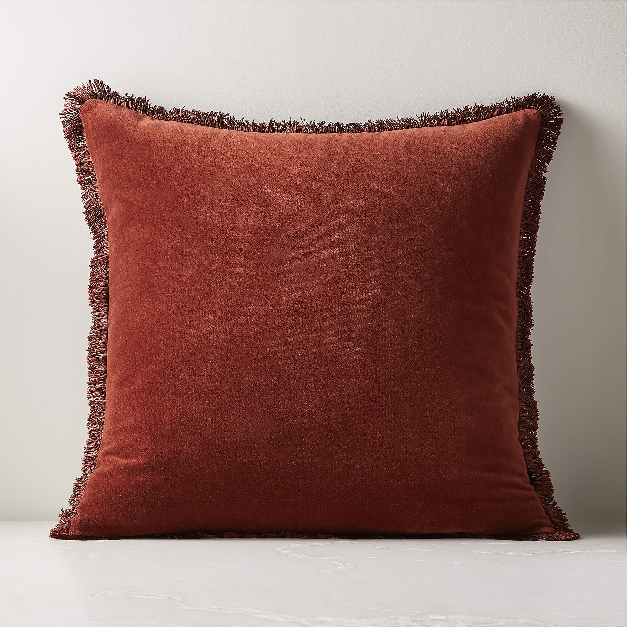 Bettie Rust Red Modern Throw Pillow with Feather-Down Insert 23 