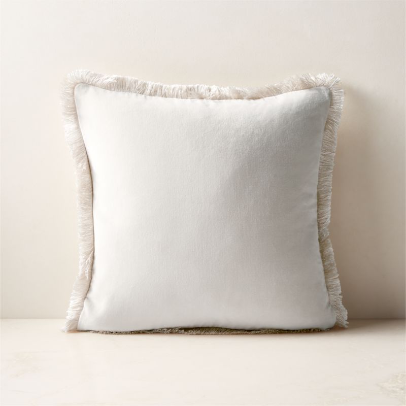 View Bettie Warm White Velvet Throw Pillow with Feather-Down Insert 18"x18" details