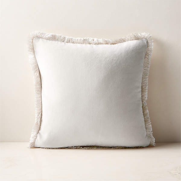 Bettie Warm White Velvet Throw Pillow with Down-Alternative Insert