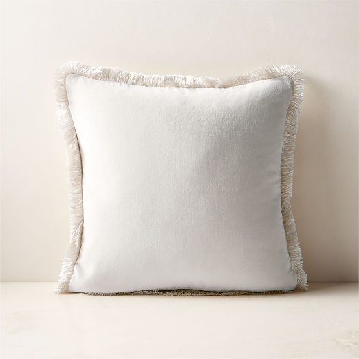 Bettie Warm White Velvet Throw Pillow with Down-Alternative Insert 18''