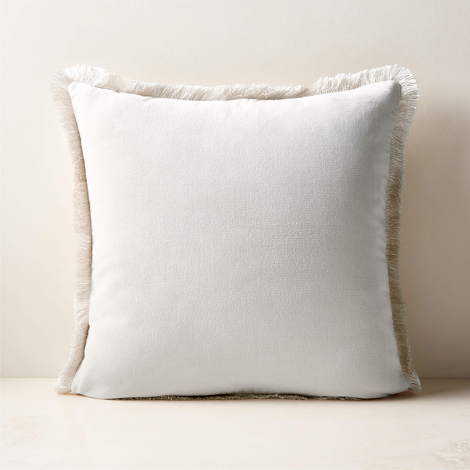 Bettie Warm White Velvet Throw Pillow with FeatherDown Insert 20'' + Reviews CB2