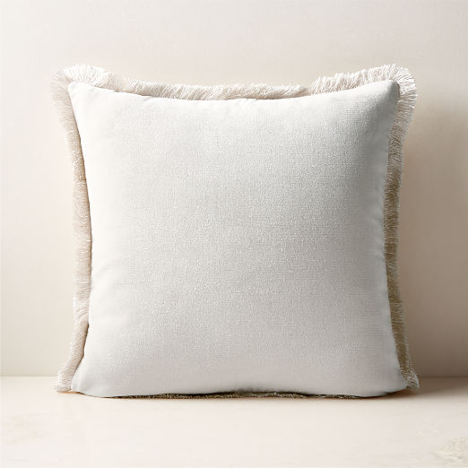 Bettie Warm White Velvet Throw Pillow with Down-Alternative Insert 20''