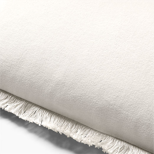 Bettie Warm White Velvet Lumbar Pillow with Down-Alternative Insert 23''x11''