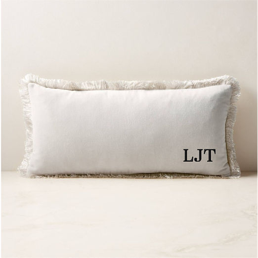 Bettie Warm White Velvet Lumbar Pillow with Feather-Down Insert 23''x11''