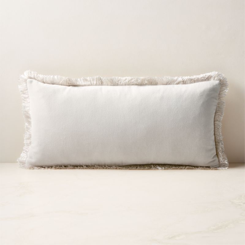 View Bettie Warm White Velvet Lumbar Pillow with Down-Alternative Insert 23''x11'' details