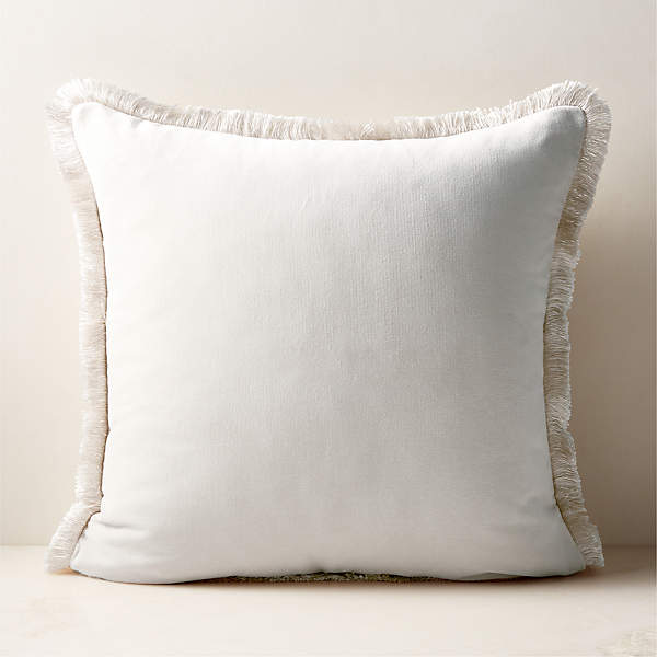 Bettie Warm White Velvet Throw Pillow with Down-Alternative Insert