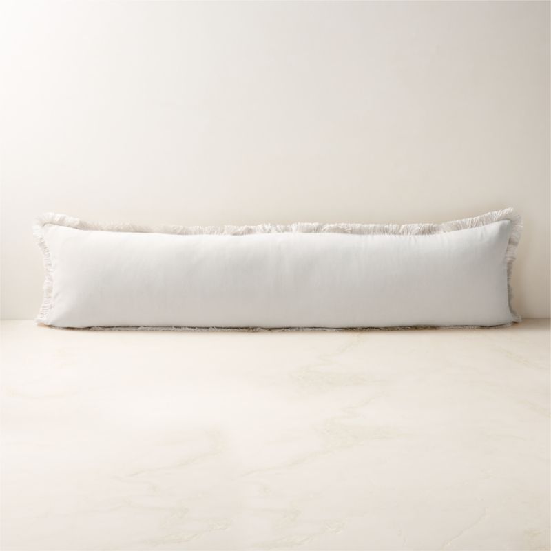 View Bettie Warm White Velvet Lumbar Pillow with Feather-Down Insert 48''x12'' details