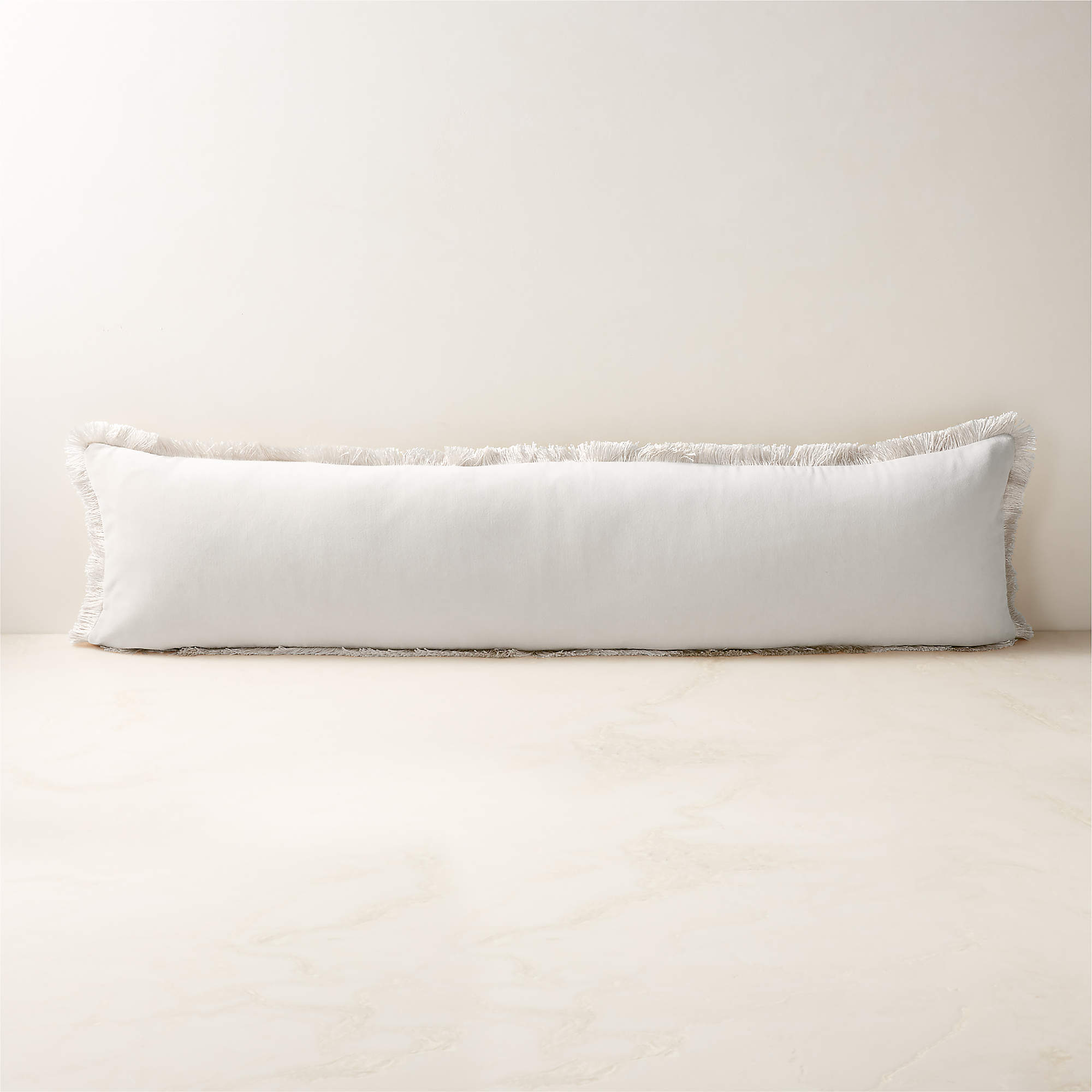 Bettie Warm White Velvet Throw Pillow with DownAlternative Insert 48''x12'' + Reviews CB2